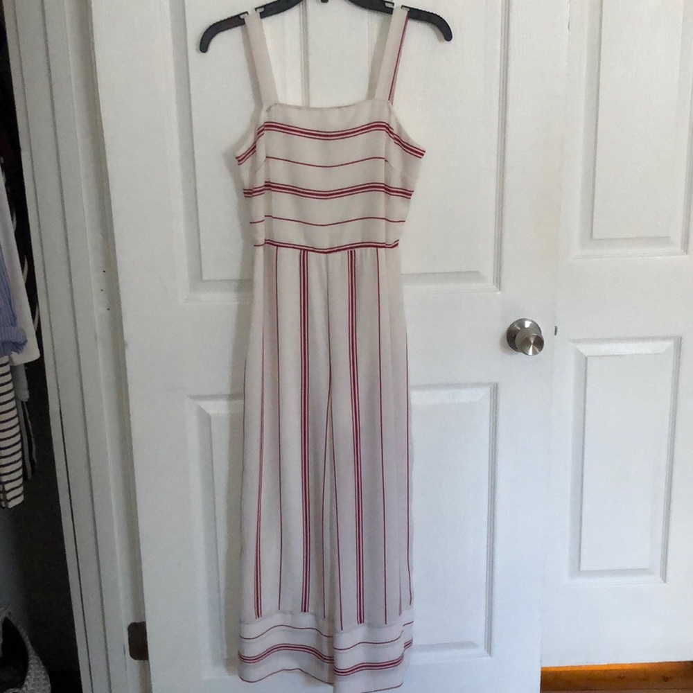Cute red and white striped jump suit!